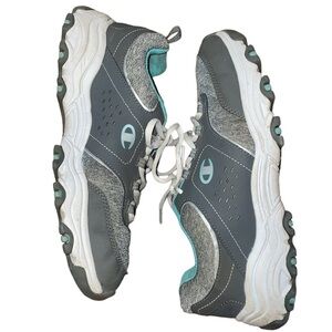 •CHAMPION•GRAY & TURQUOISE MARGARET RUNNER ATHLETIC SNEAKERS SIZE 11W